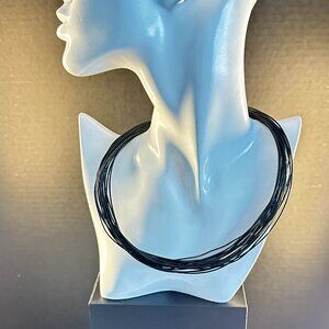 Multi-Strand Black Wire Choker Necklace – Modern Minimalist – 18”